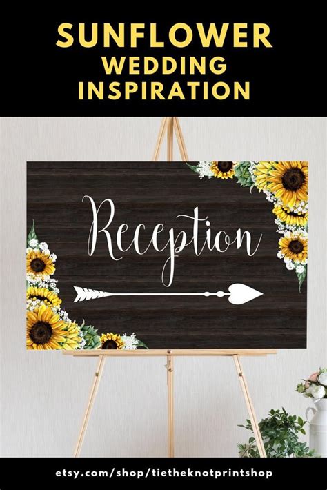 Sunflower Wedding Reception Sign Printable Sunflower Wedding Etsy