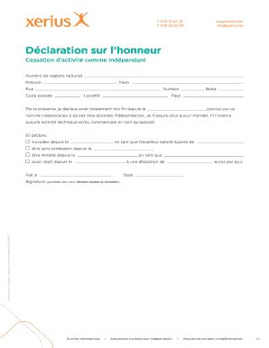 Remplissable En Ligne Xerius Dclaration Sur Lhonneur Xerius Fax Email