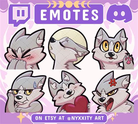 Gray Wolf Twitch And Discord Emotes Set 1 6 Cool Emojis For Streamers