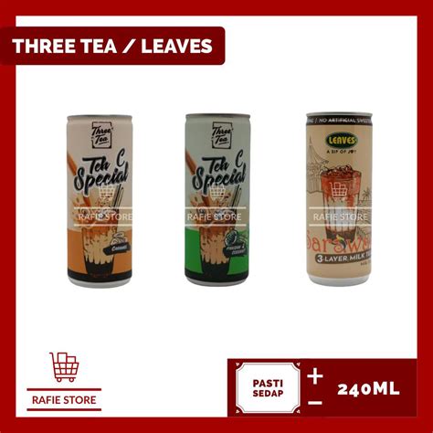 Three Tea Three Layer Tea Coffee 240ml Pandan Caramel Teh C