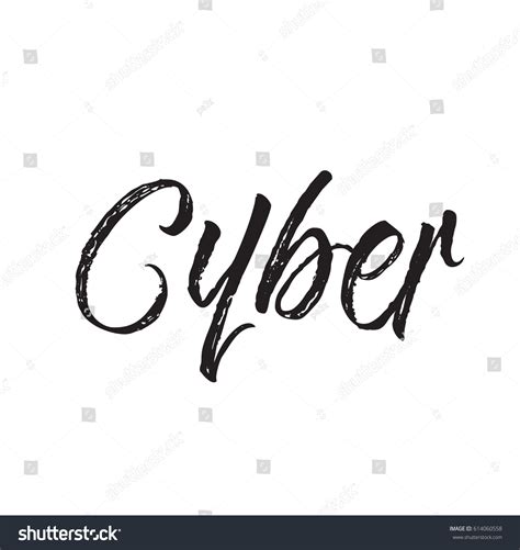 Cyber Text Design Vector Calligraphy Typography เวกเตอร์สต็อก ปลอดค่า