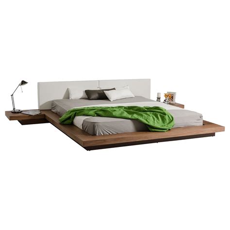 Modrest Opal Modern Low Profile Platform Queen Bed - Walnut | DCG Stores