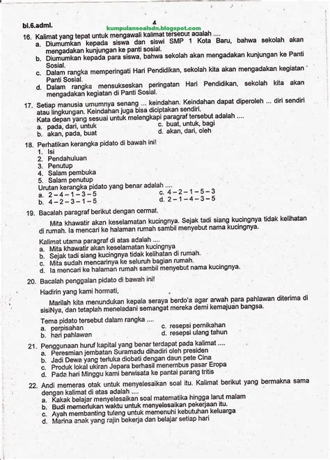 Soal Bahasa Indonesia Kelas 6 Ukk Sd Semester 2 Ta 20132014 Kumpulan