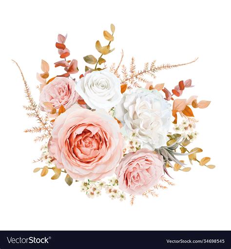 Bright floral bouquet design blush peach roses Vector Image