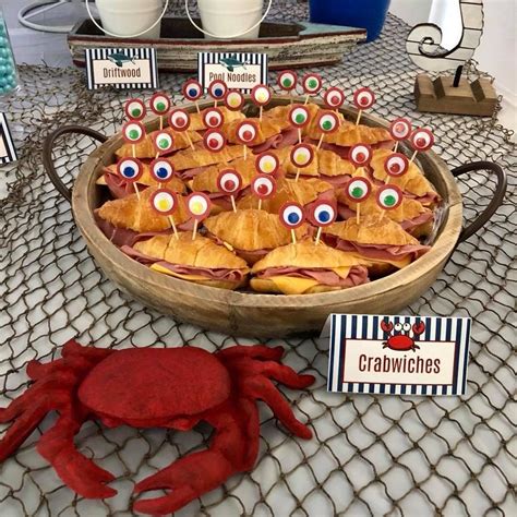 Shark Party Crab Sandwiches Winter Onederland Birthday Party Fishing