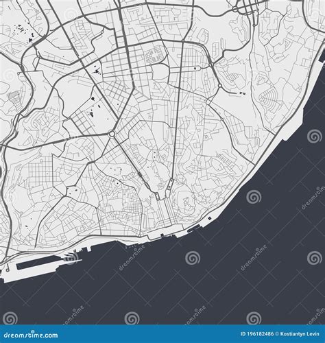 Vector Map Of Lisboa Street Map Art Poster Illustration Stock Vector