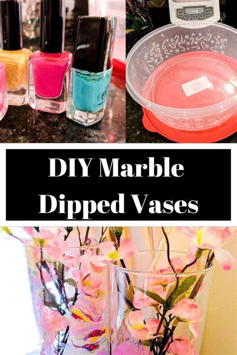 DIY Marble Dipped Vases With Nail Polish Diy Marble Diy Projects