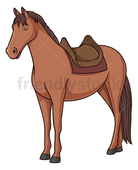 Horse Widh Saddle Cartoon Clipart Vector - FriendlyStock