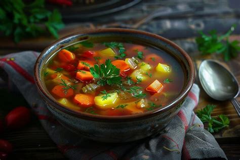 Premium Photo Savory Delight Photorealistic Vegetable Soup