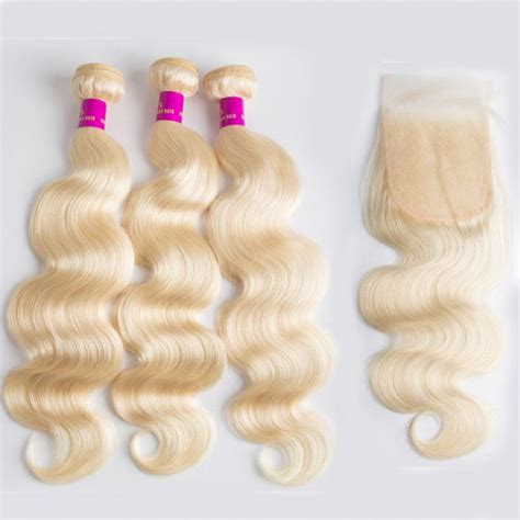 Brazilian Blonde Body Wave 3 Bundle Hair With Closure Tinashehair