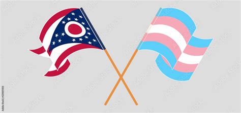 Crossed Flags Of The State Of Ohio And Transgender Pride Official Colors Correct Proportion