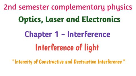 Interference Of Light Intensity Of Constructive And Destructive Interference Youtube