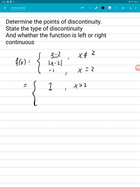 Solved Determine The Points Of Discontinuity State The Type Of