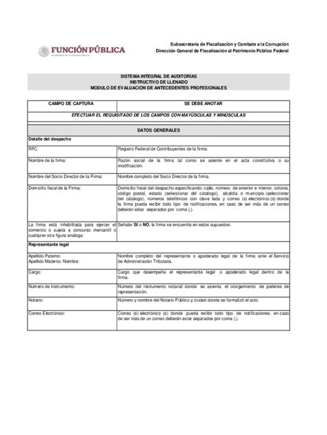 Fillable Online Subsecretara De Fiscalizacin Y Combate A La Corrupcin