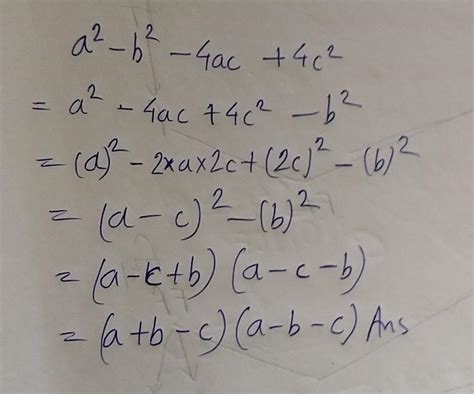 Factorise A2 B2 4ac 4c2 Brainly In