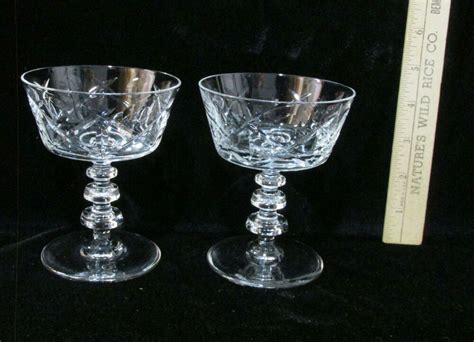 Dessert Sherbet Glasses Goblets Olive Cross Pattern Crystal Rock