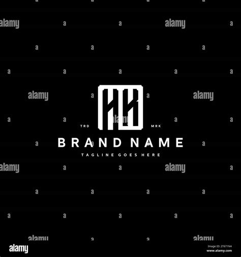 HK Monogram Logo Initials With Square Rectangular Shape Isolated On