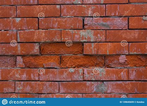 Pared De Ladrillo Rojo Oscuro Sucia Vieja Horizontal Resistida Imagen