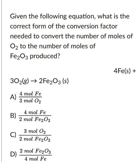 SOLVED Given The Following Equation What Is The Correct Form Of The