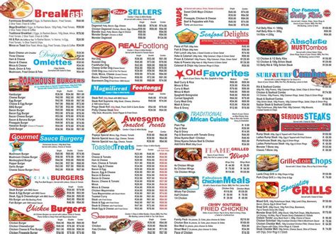 Menu At Sazbar Roadhouse Brakpan Brakpan