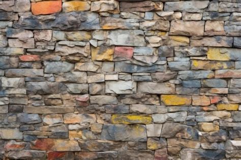 Premium Ai Image Rough Hewn Multicolored Stone Wall