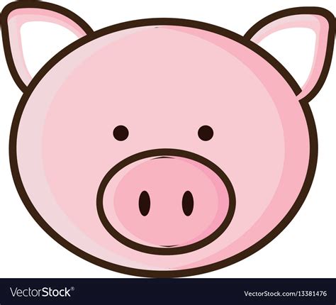 Colorful picture face cute pig animal Royalty Free Vector