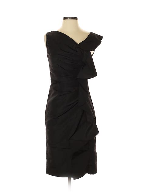 Oscar De La Renta 100 Silk Solid Black Casual Dress Size 4 80 Off