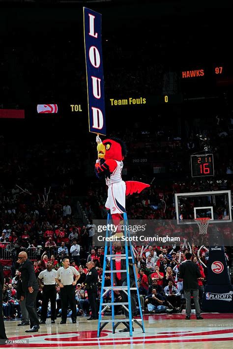 The Atlanta Hawks mascot performs during a game against the Brooklyn ...