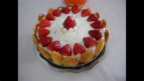 Tarta De Fresas Con Nata Sin Horno Youtube