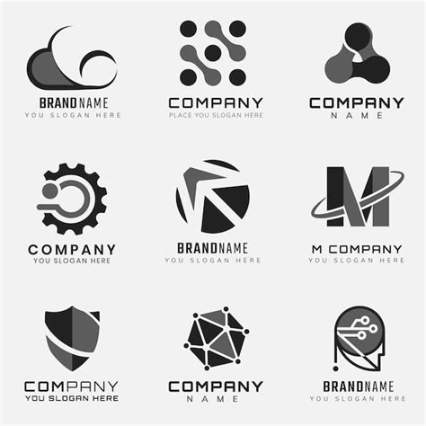 Free Vector Simple Corporate Technology Futuristic Logo Set