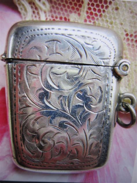 Antique English Sterling Match Safe Locket Antique Silver Etsy