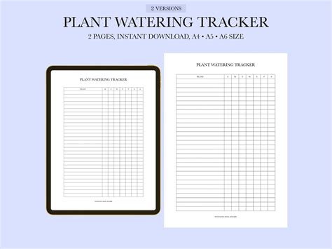 Printable Plant Watering Chart House Plant Planner Weekly Plant