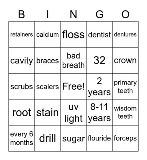 Dentist More Like Bingo Card