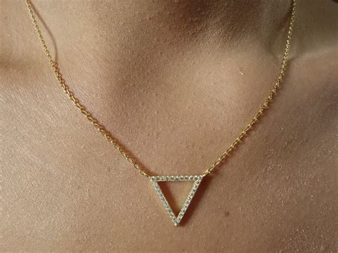 Sterling Silver Sparkling Inverted Triangle Pendant Necklace