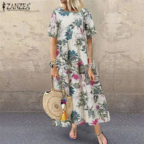 Women Holiday Party Casual Bohemian Sundress Summer Floral Printed