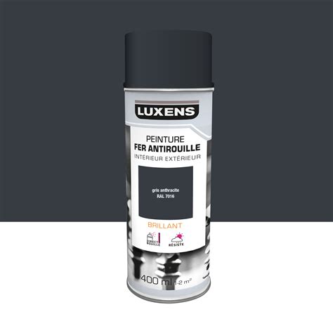 Peinture Aérosol Antirouille Luxens Gris Anthracite Ral 7016 Brillant