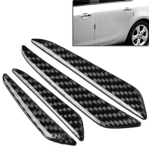 Visionrabbit Pcs Car Door Edge Guards Black Real Carbon Fiber Car Side