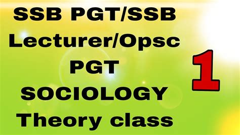 SSB PGT Sociology Classes OPSC PGT Lecturer Sociology Classes