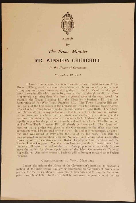 Speech by The Prime Minister Mr. Winston Churchill in the House of ...