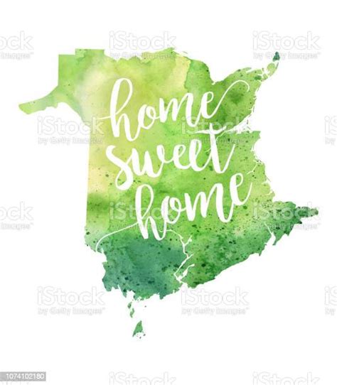 Home Sweet Home Watercolor Raster Map Illustration Of New Brunswick