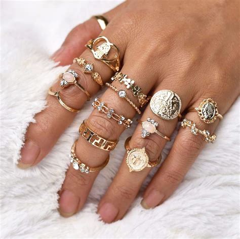 EIMELI 15 Pack Woman Stackable Knuckle Rings Teen Girls Gold Vintage