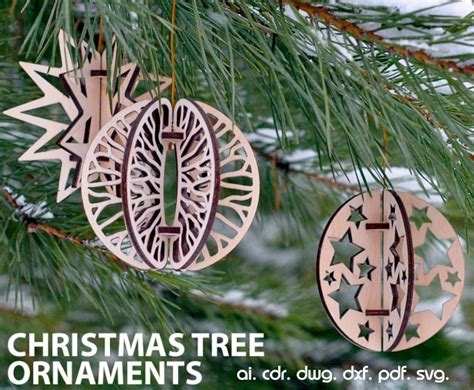 Laser Cut Christmas Balls Ornaments Svg Bundle Glowforge Christmas Tree