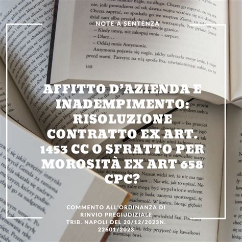 Affitto D Azienda Risoluzione Inadempimento O Sfratto Per Morosit