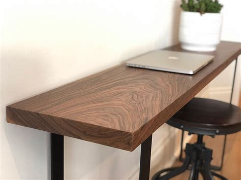 Customizable Solid Walnut Narrow Computer Desk Writing Desk Etsy