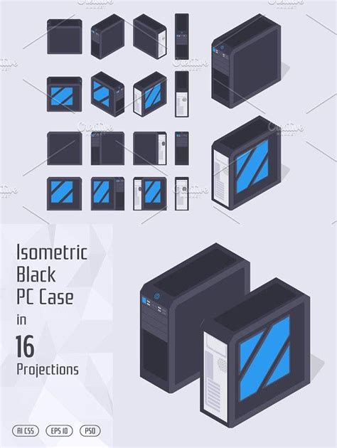 Isometric Black Pc Case Isometric Pc Cases Isometric Design