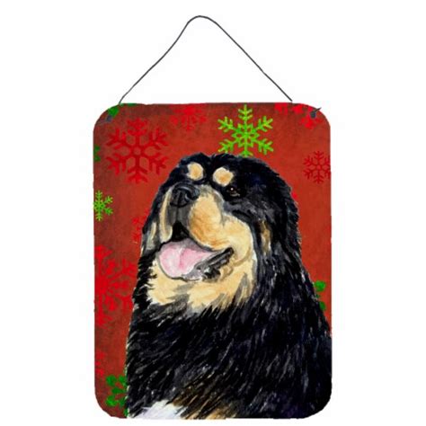 Tibetan Mastiff Red Green Snowflake Christmas Wall Or Door Hanging Prints 16hx12w Smith’s