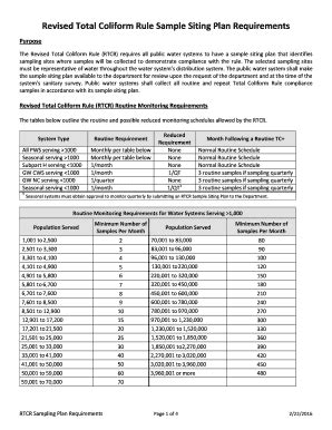 Fillable Online Revised Total Coliform Rule Sample Siting Plan