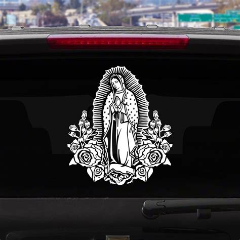 Virgin Mary Decal With Flowers Sticker For Your Car Virgen De Guadalupe