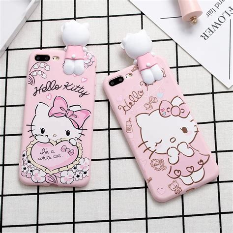 Cute 3d Pink Hello Kitty Cat Case For Iphone 6 6splus Phone Back Cover For Iphone 6s 7 Plus Soft