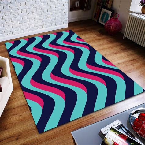 Green Wave Rug Wave Rug Colored Abstract Rug Custom Rug Home Decor Rug Modern Rug Non Slip